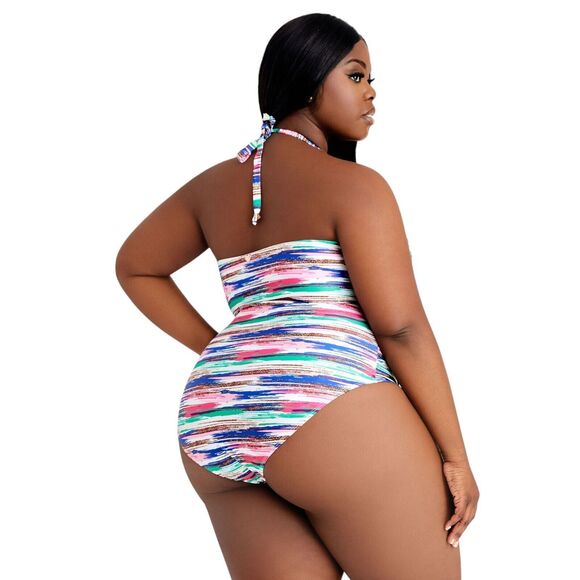 CATHERINE MALANDRINO One-Piece Swimsuit Plus Size 2X V-Neck Convertible Strap - Picture 2 of 12